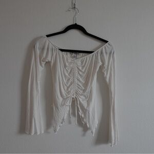 Urban Outfitters White Ruched Blouse